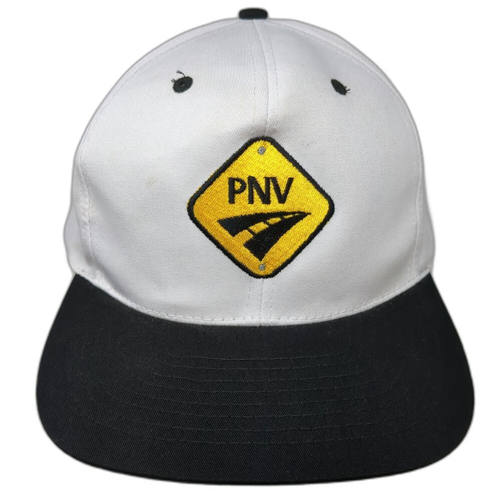 Headmost Snapback Hat White Black One Size PNV Road Sign Highway Graphic